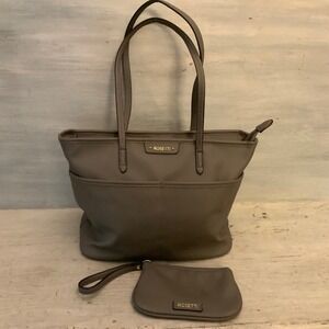 Rosetti Gray Faux Leather Shoulder Bag Purse w/ Matching Wristlet Good Condition